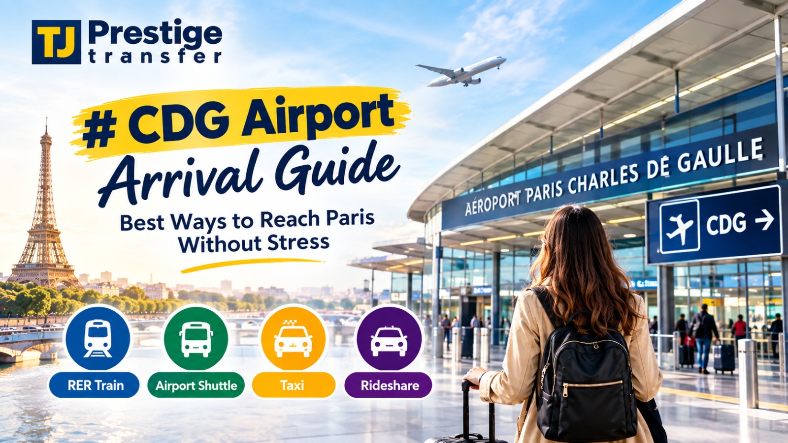 Private chauffeur greeting travelers at Charles de Gaulle Airport with a luxury car for a Paris transfer