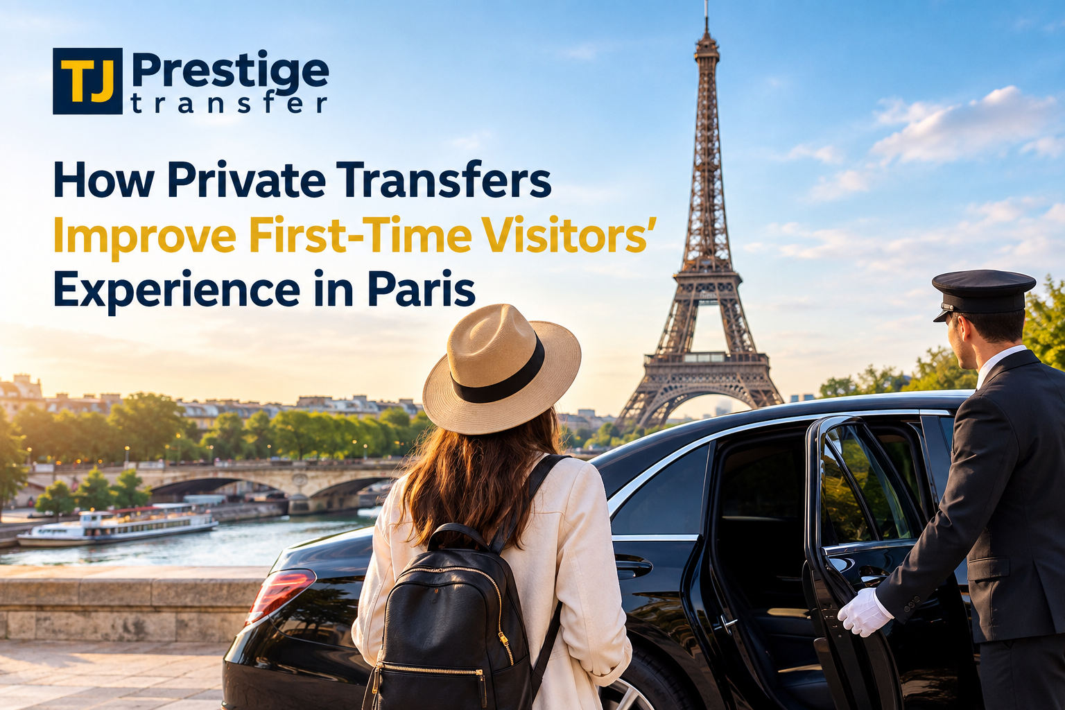 Chauffeur welcoming first-time visitors to Paris with a private airport transfer