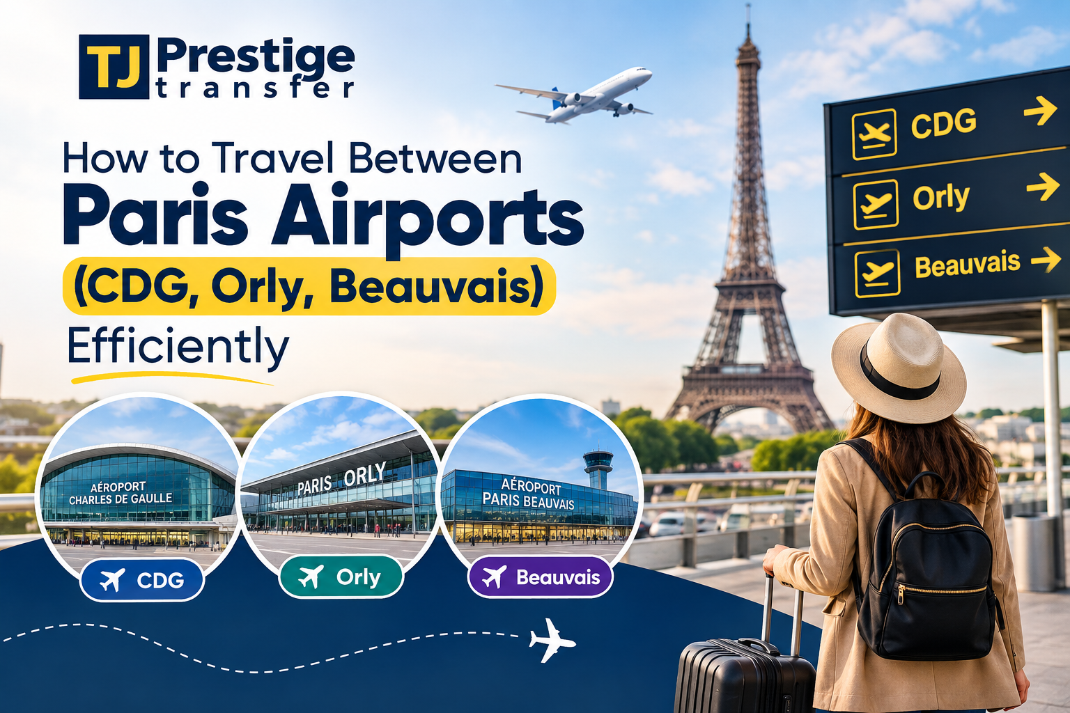 Private transfer between Paris airports CDG, Orly and Beauvais